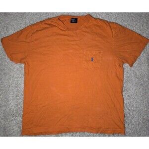 Polo Ralph Lauren Pocket Tee Shirt Orange Blue Pony Medium